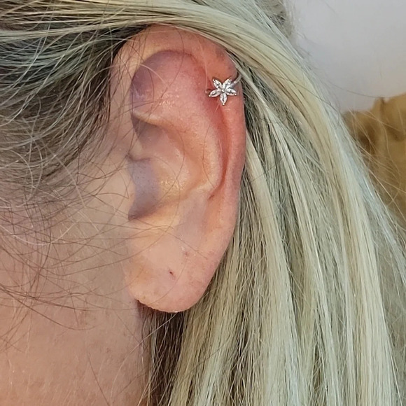 Crystal Flower Ear Cuff, Choice Of Color - Picture 5 of 7